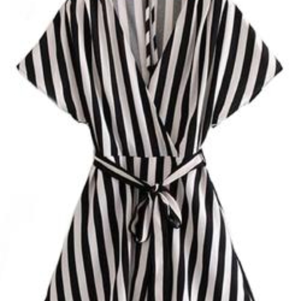 BRAND NEW Cilla Black & White Striped Wrap Romper